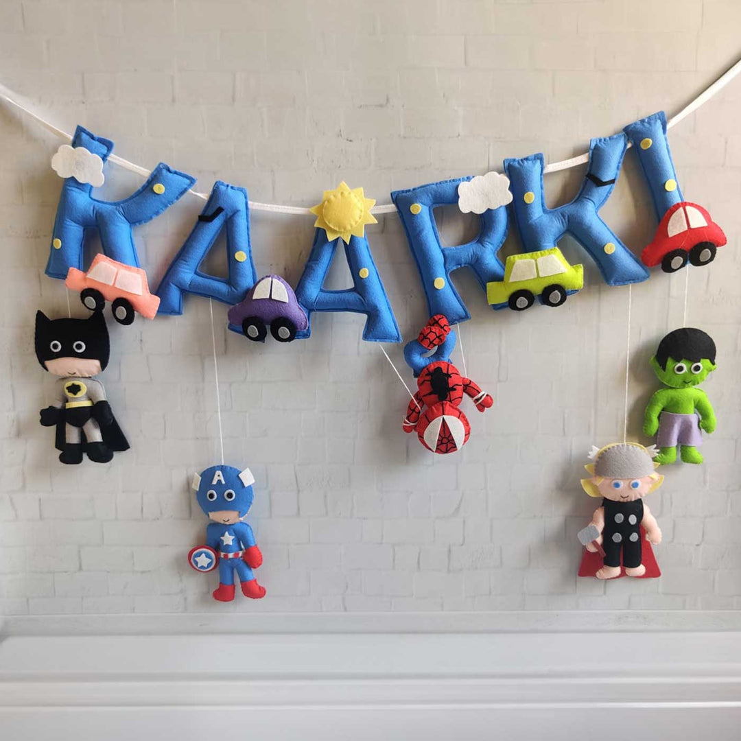 Personalized Handmade Superhero Theme Felt Kids Bunting