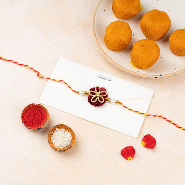 Bamboo & Velvet Rakhi With Roli Chawal