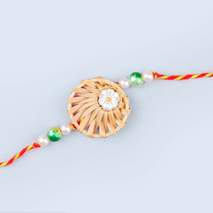 Ecofriendly Bamboo Rakhis for Bhaiya-Bhabhi With Roli Chawal | Set of 2