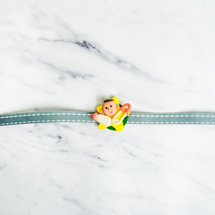 Handmade Porcelain Clay Themed Rakhi With Roli Chawal