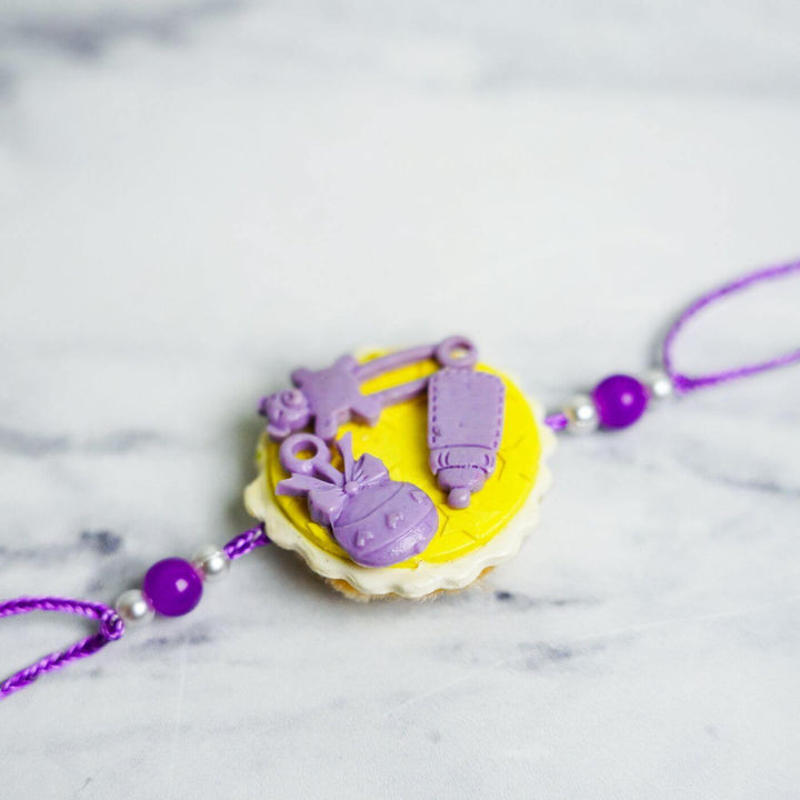 Handmade Porcelain Clay Themed Rakhi With Roli Chawal