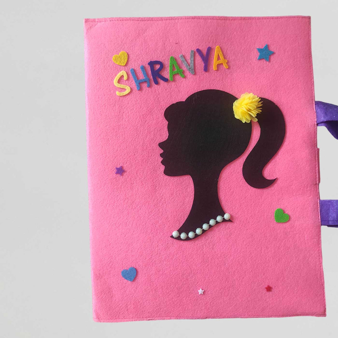 Personalized Handmade Barbie Theme Felt Kids Craft Folder