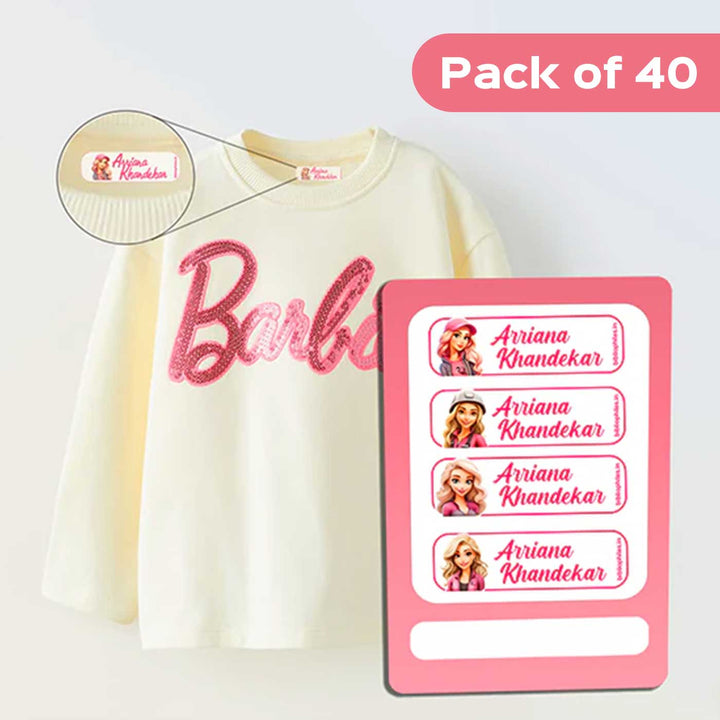 Personalized Iron On Cute Girl Waterproof Clothes Stickers | Set of 40