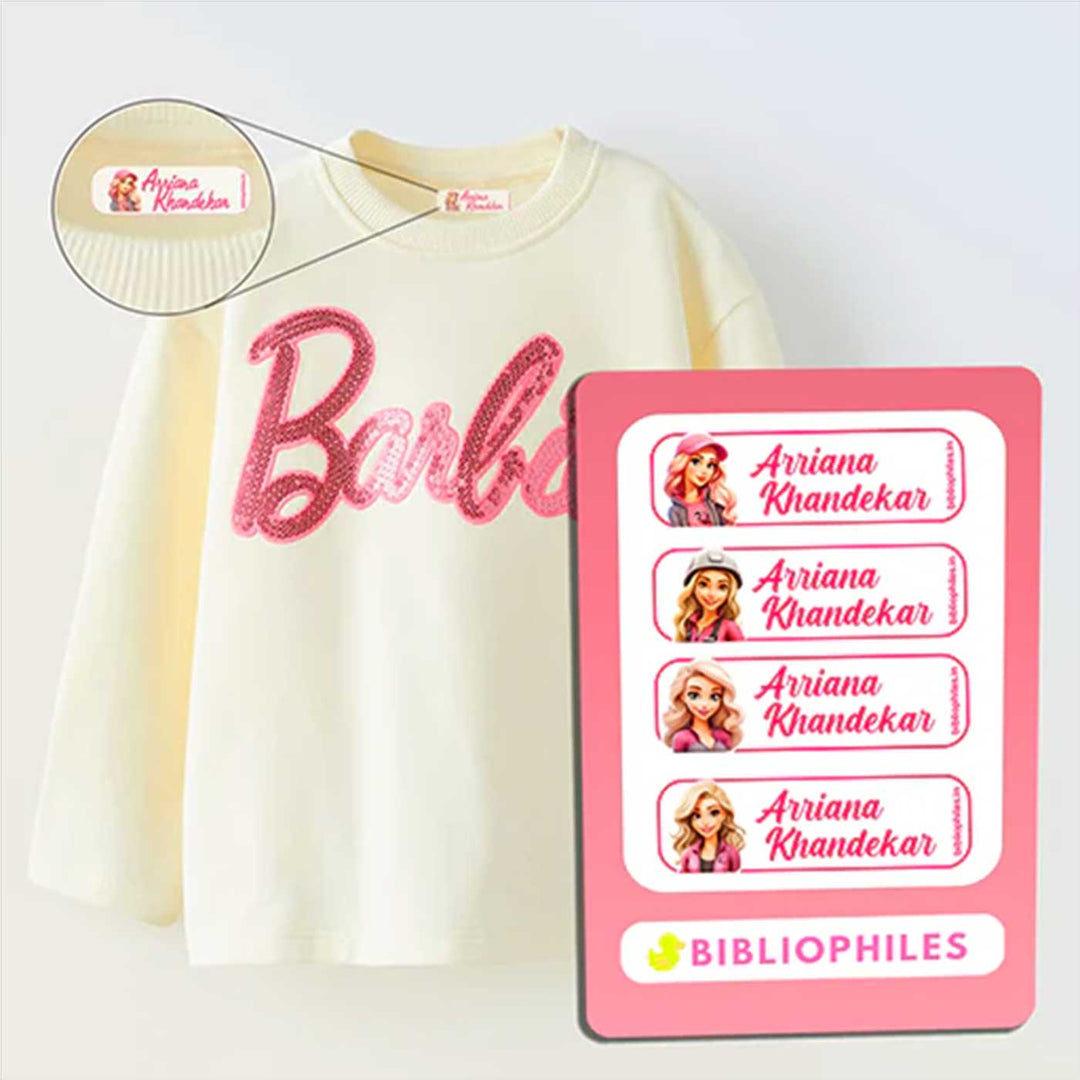 Personalized Iron On Cute Girl Waterproof Clothes Stickers | Set of 40