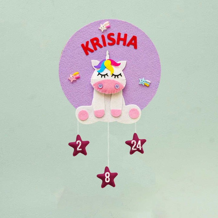 Personalized Handmade Unicorn Theme Felt Hoop Name Plate