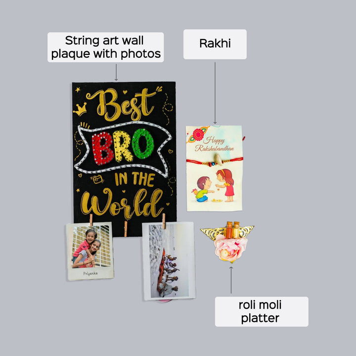 Handcrafted String Art Rakhi Hamper For Brothers With Roli Chawal
