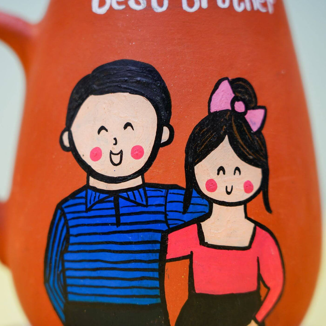 'Best Brother' Personalized Terracotta Mug with Caricatures