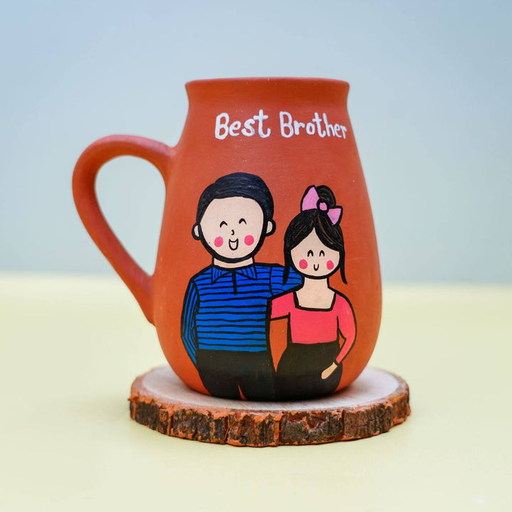 Best Brother' Personalized Terracotta Mug with Caricatures