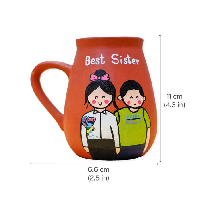 'Best Sister' Personalized Terracotta Mug with Caricatures