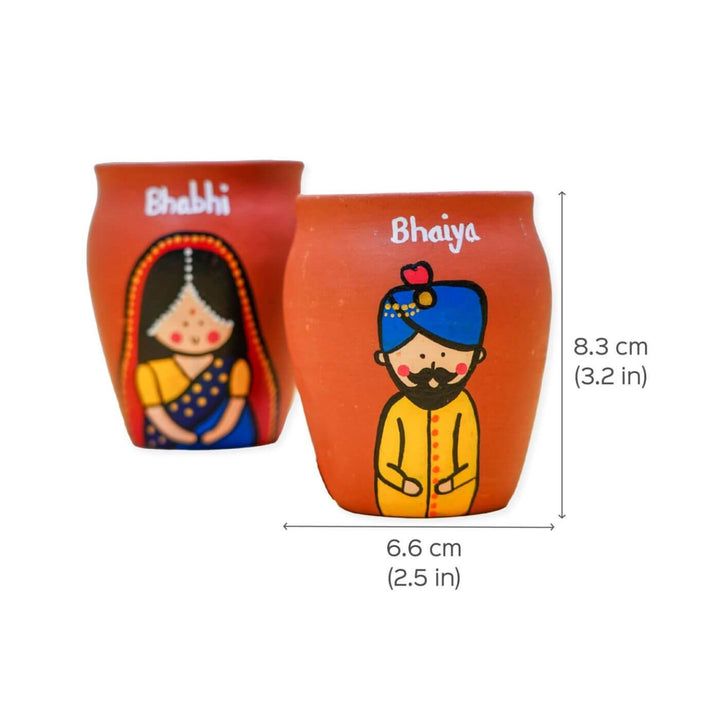 Personalized Terracotta Kulhads for Bhaiya and Bhabhi I Set of 2