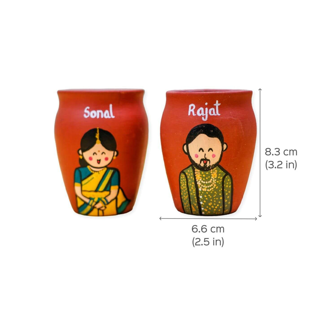 Photo Personalized Terracotta Caricature Kulhad & Rakhi Set