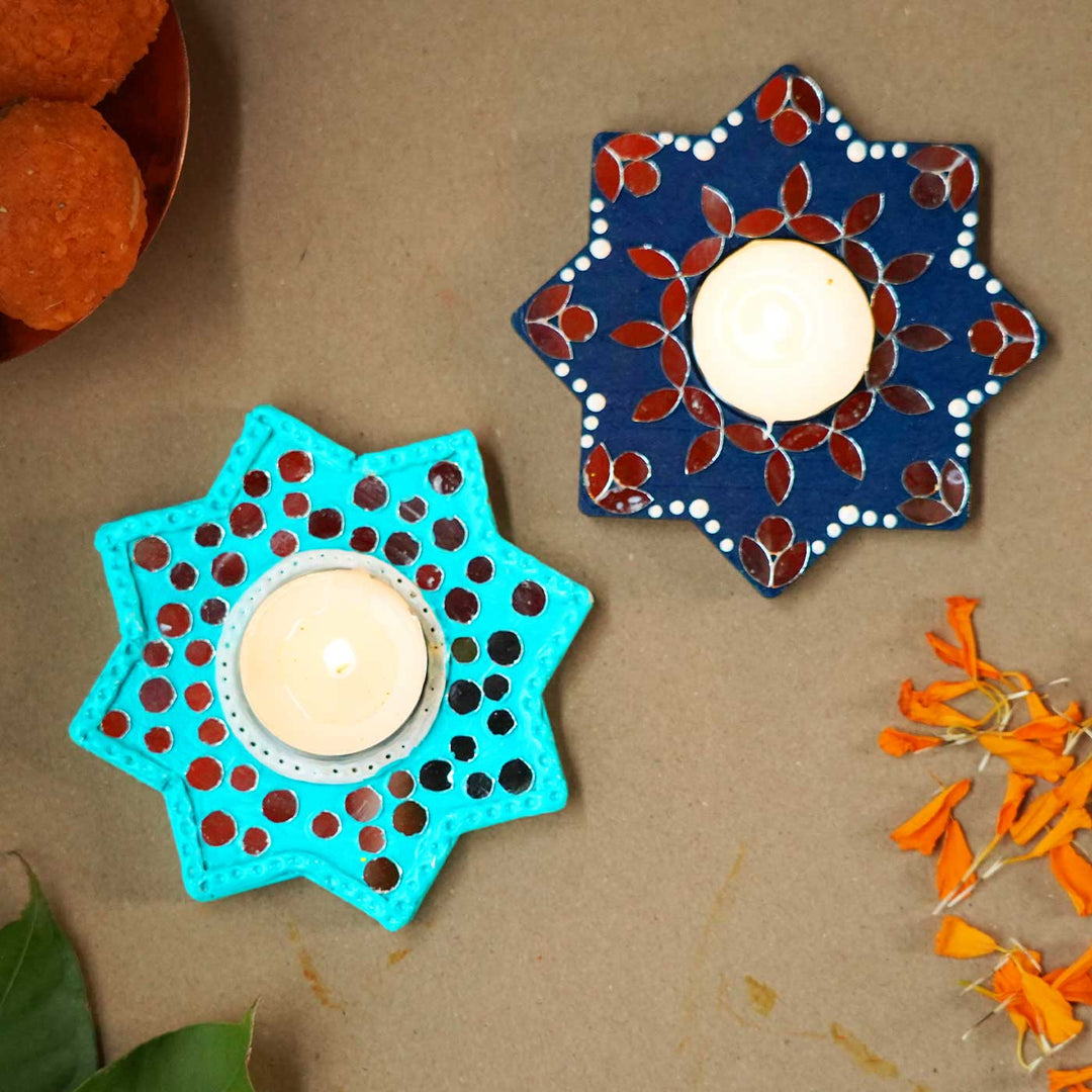 Handmade Basic Shape MDF Tealight Holder | Set Of 2