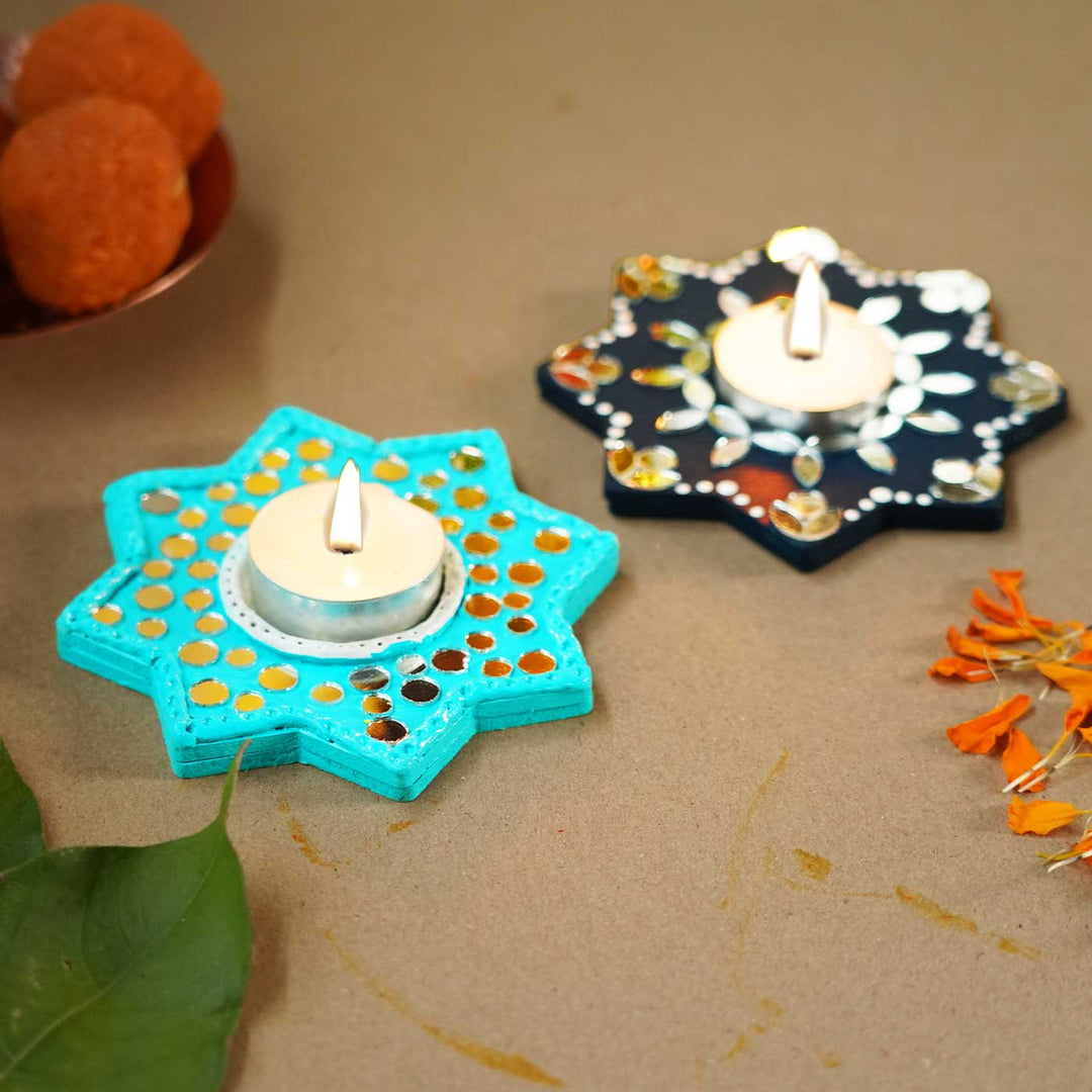 Handmade Basic Shape MDF Tealight Holder | Set Of 2