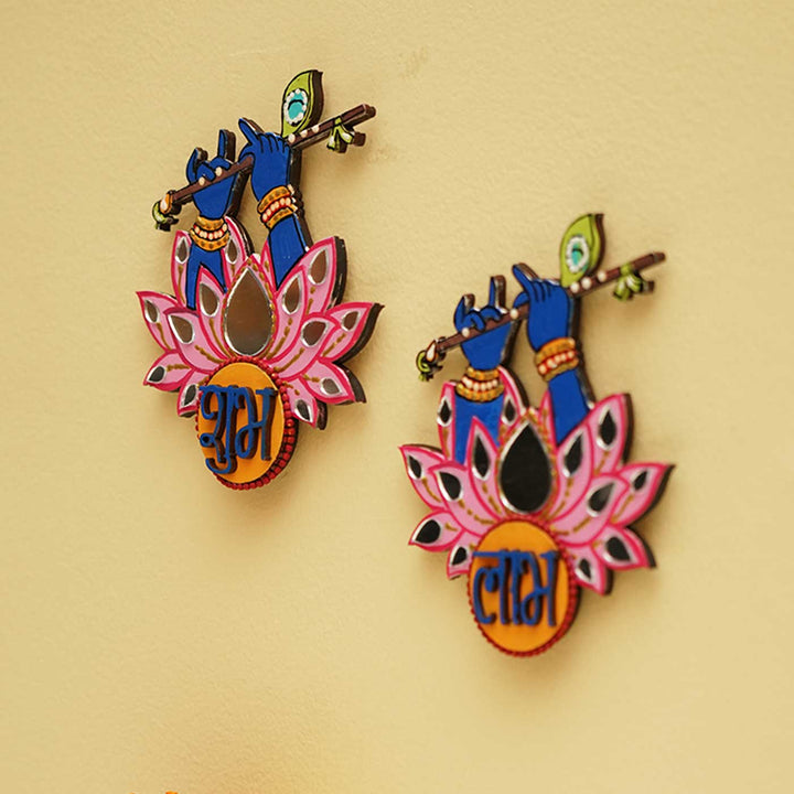 Handmade Krishna Shubh Labh Hanging | Set Of 2