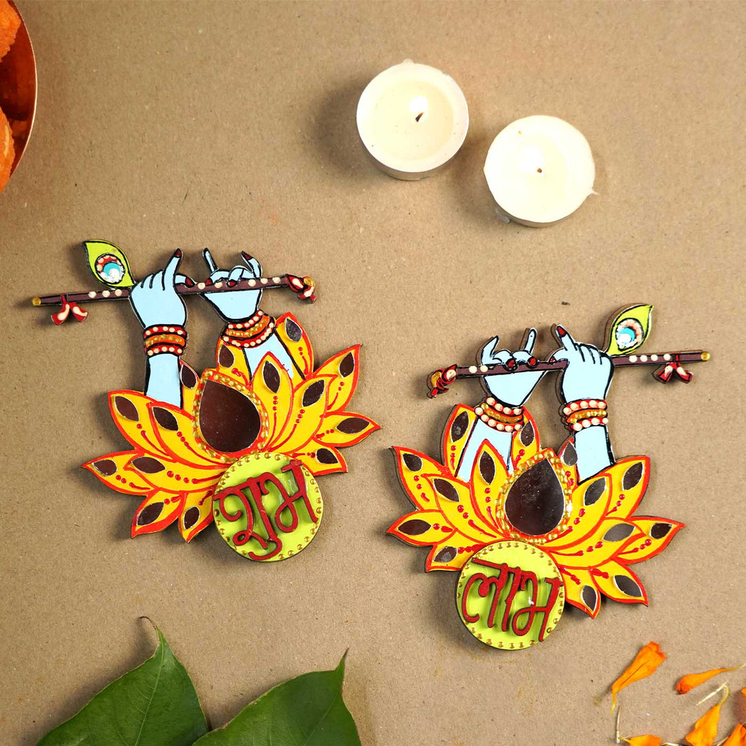 Handmade Krishna Shubh Labh Hanging | Set Of 2