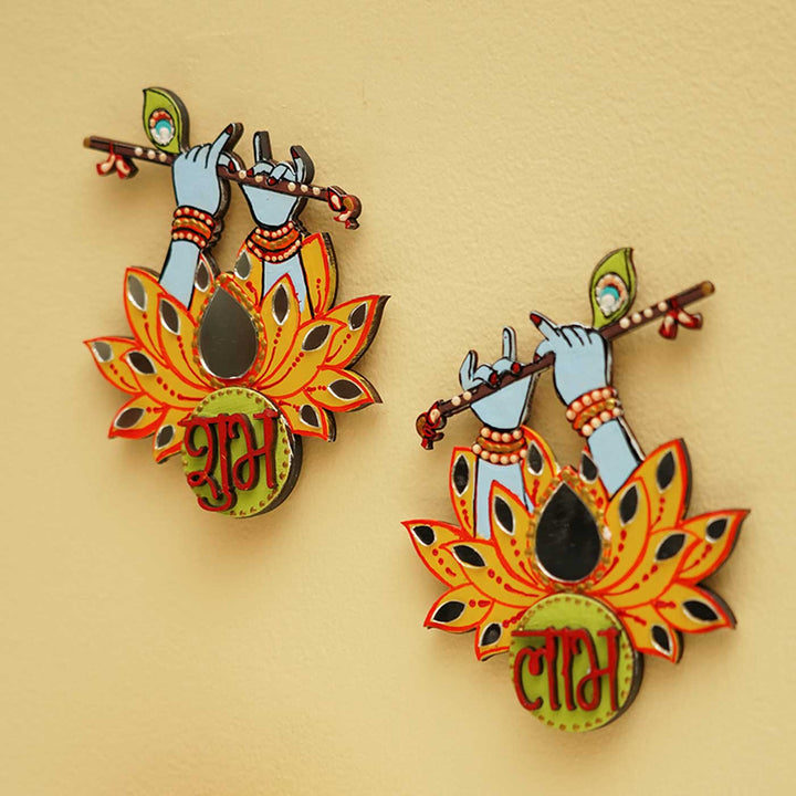 Handmade Krishna Shubh Labh Hanging | Set Of 2