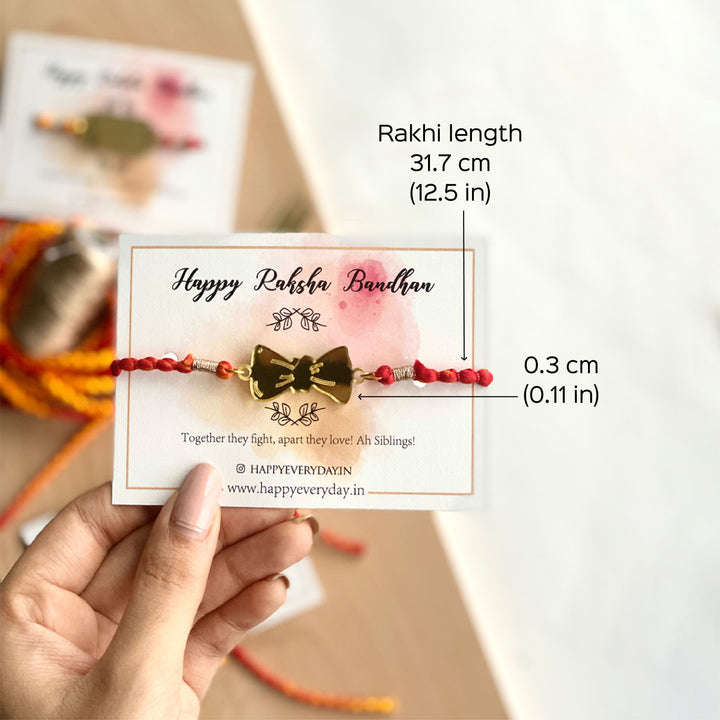 Handcrafted Golden Acrylic Rakhi With Roli Chawal