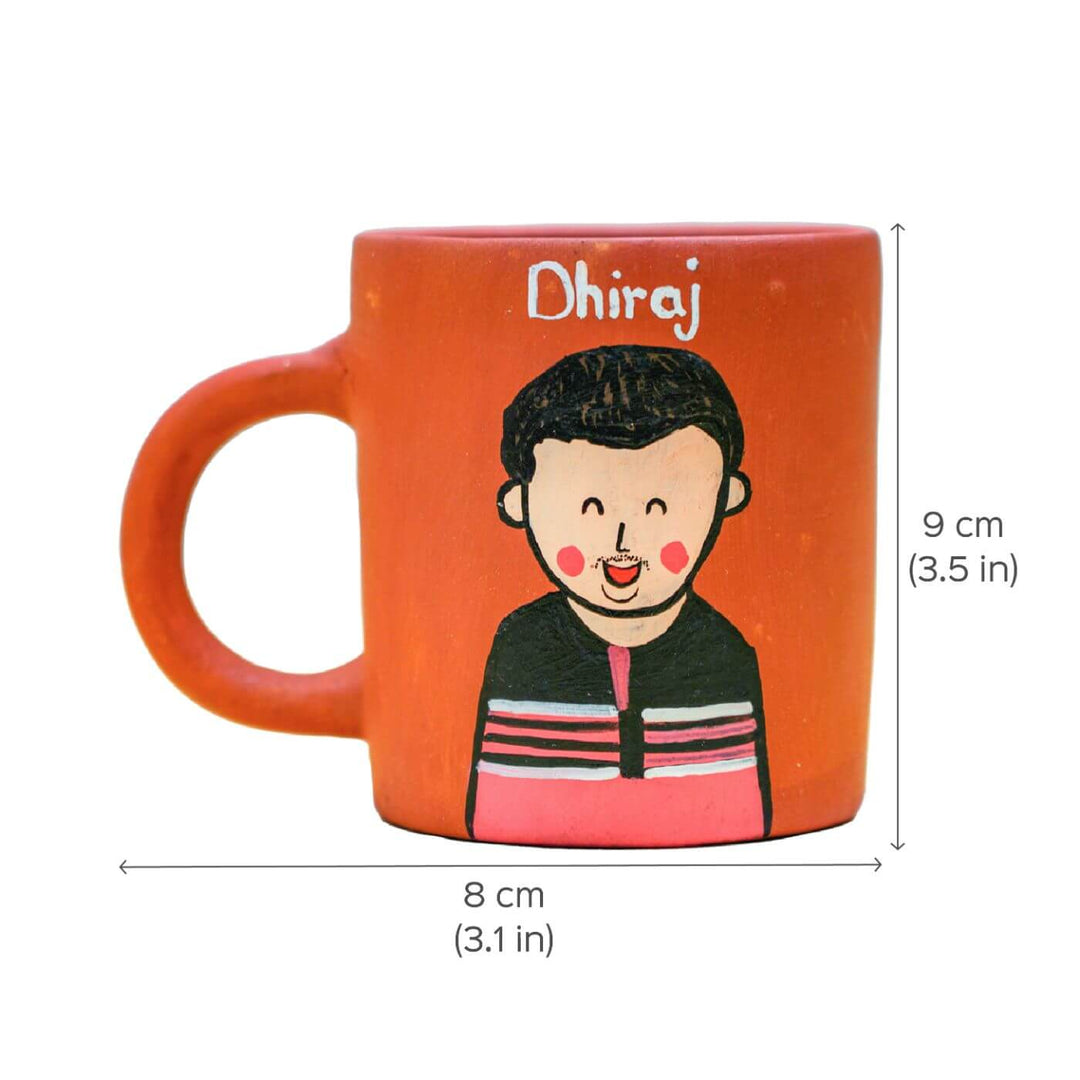 Photo Personalized Handpainted Terracotta Mug with Caricatures