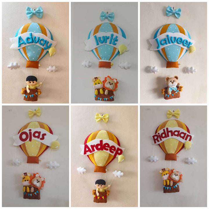 Hand-stitched Hot Air Balloon Felt Nameplate