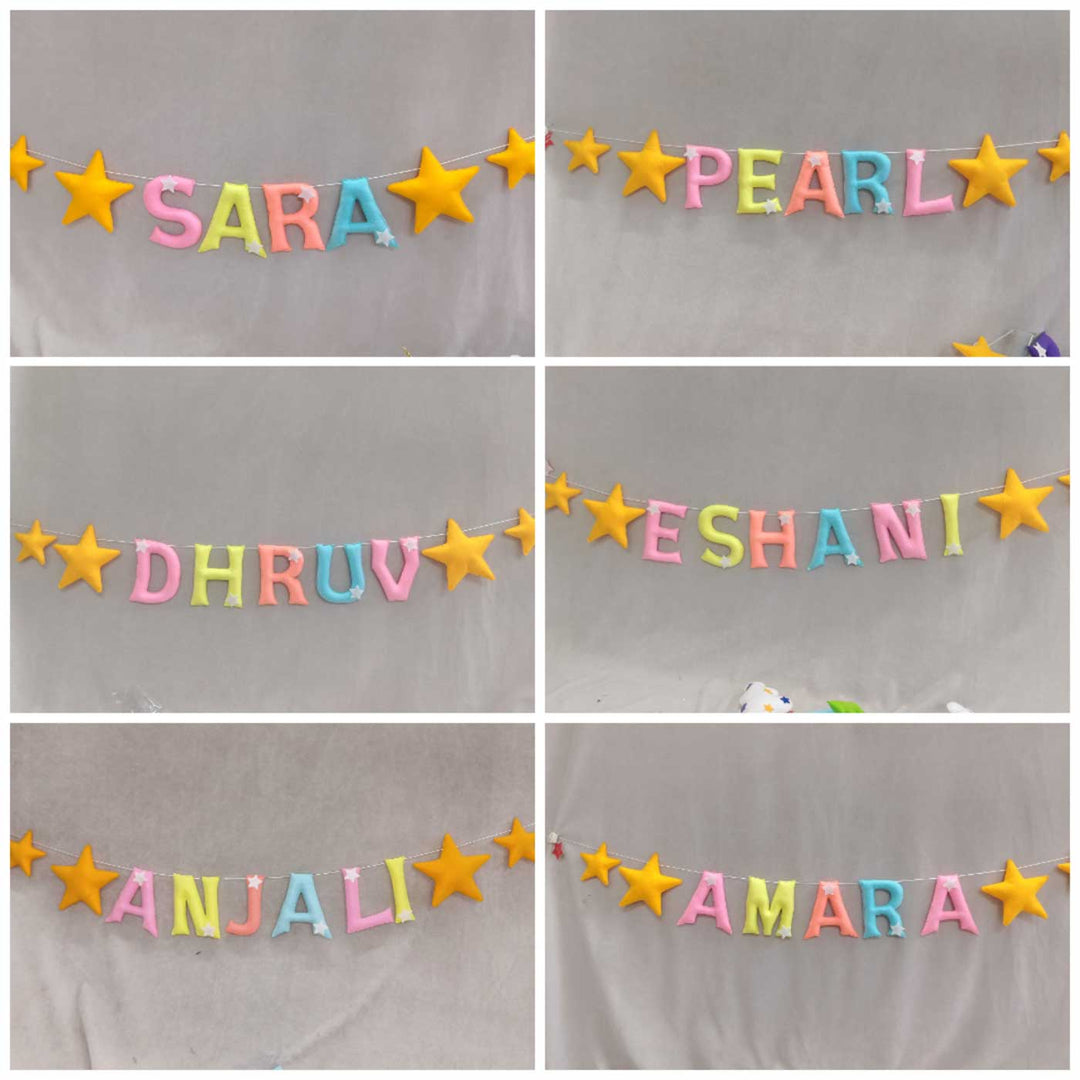 Handcrafted Personalized Star Themed Felt Bunting For Kids