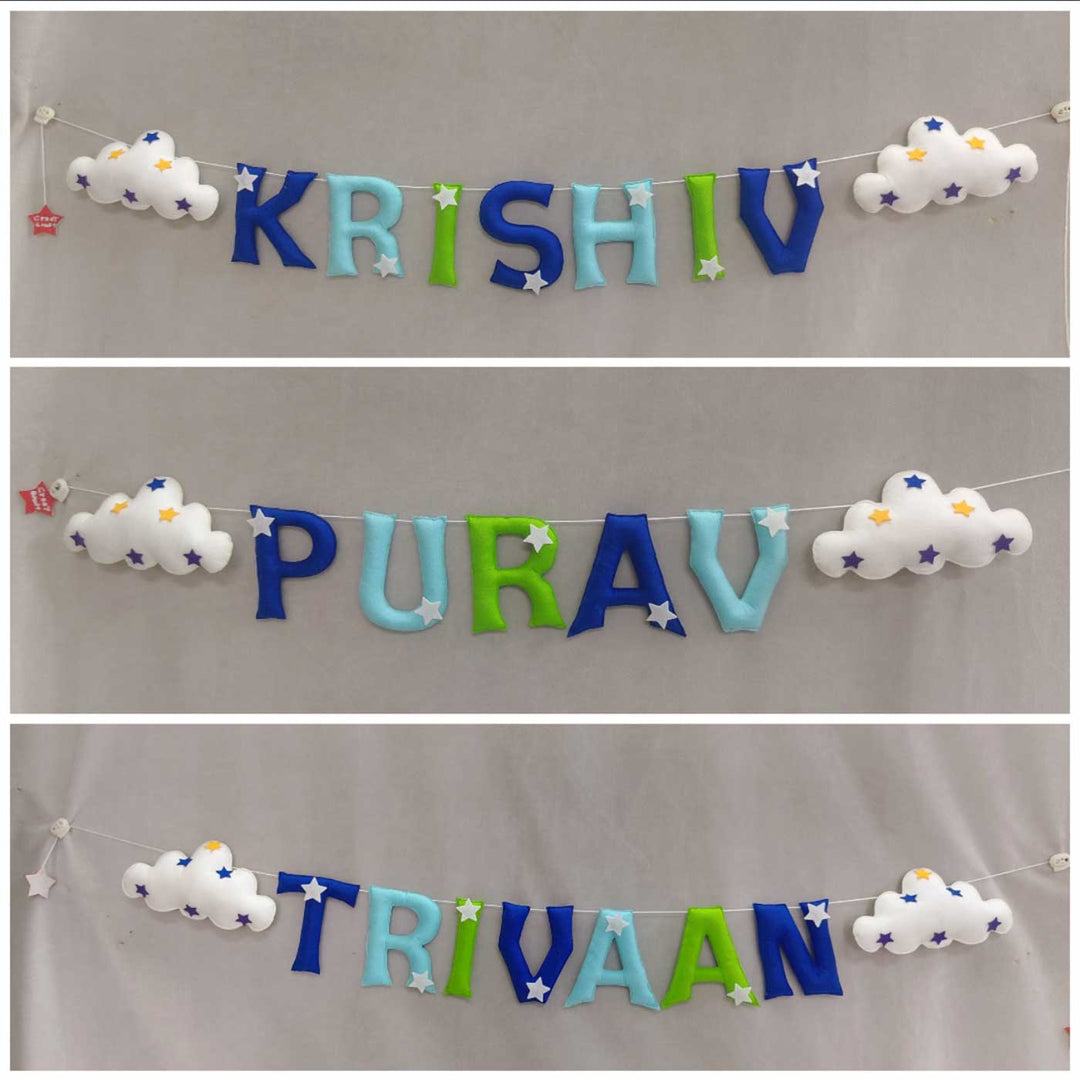 Handcrafted Personalized Cloud Themed Felt Bunting For Kids