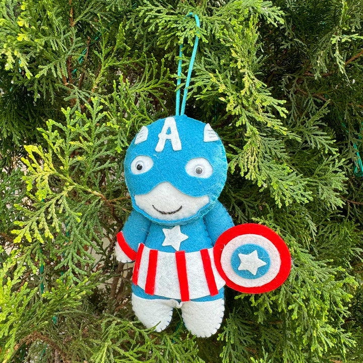 Handmade Captain America Kids Felt Ornament For Christmas Tree Decoration