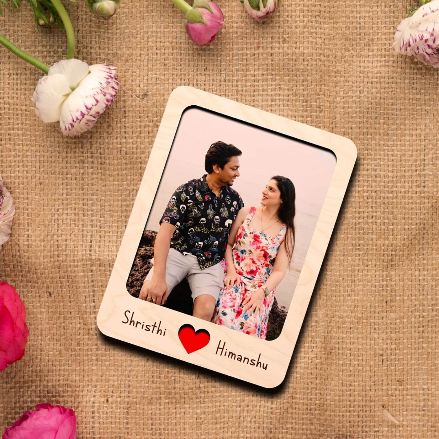Couple Cycle Shape Wooden Photo Frame- Best Gift For Anniversary, Birthday,  Wedding - Tohfa Laya