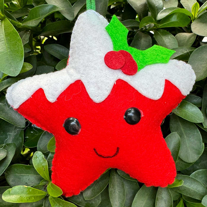 Handmade Red Star Kids Felt Ornament For Christmas Tree Decoration | Set Of 2