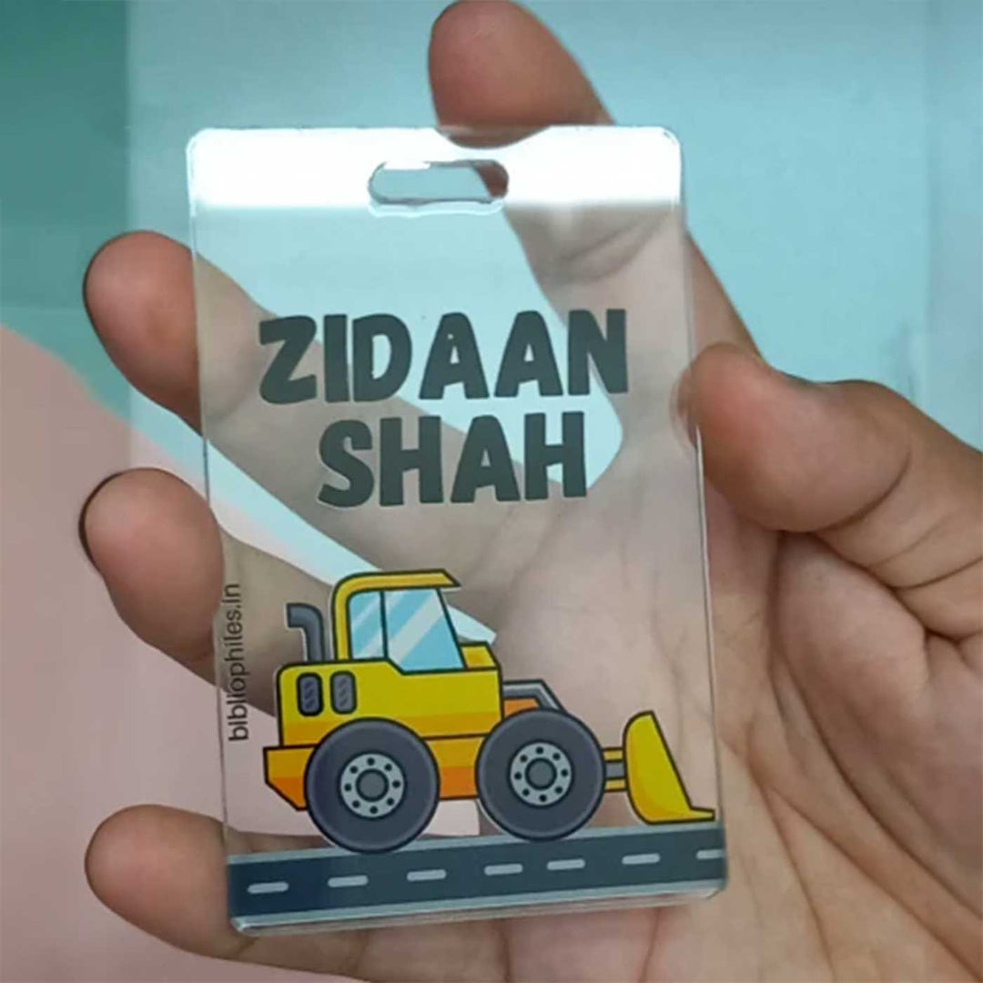 Personalized Construction Theme Transparent Kids Bag Tag