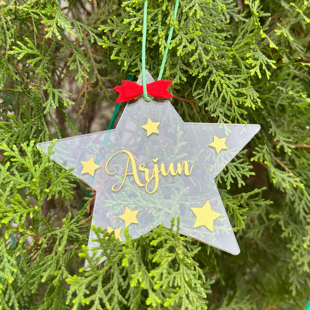 Personalized Acrylic Star Kids Felt Ornament For Christmas Tree Decoration