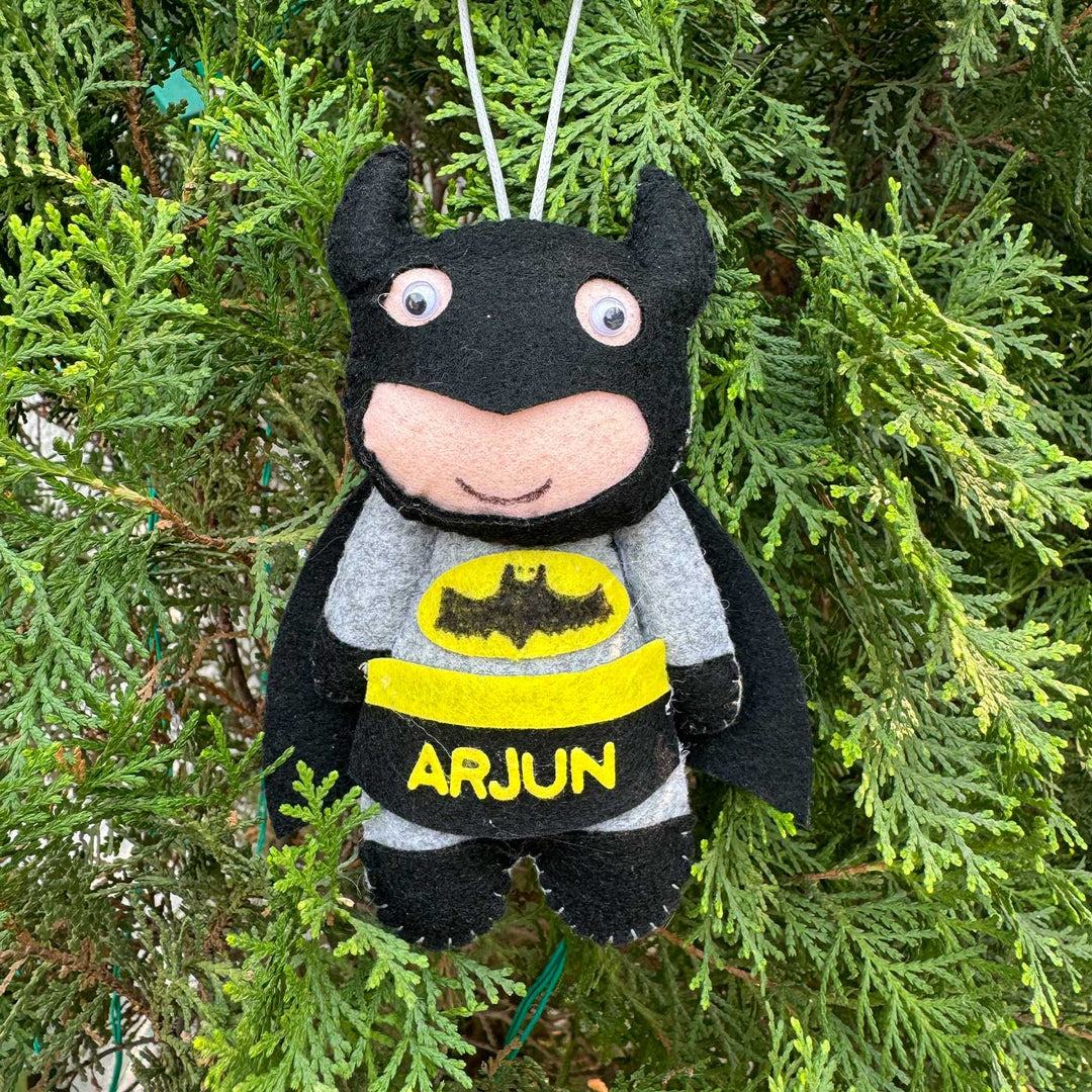 Personalized Assorted Superhero Theme Kids Felt Ornaments | Set Of 4