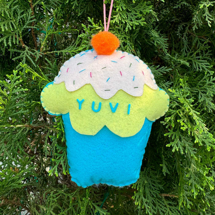 Personalized Cupcake Kids Felt Ornament For Christmas Tree Decoration