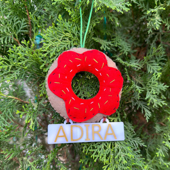 Personalized Doughnut Kids Felt Ornament For Christmas Tree Decoration