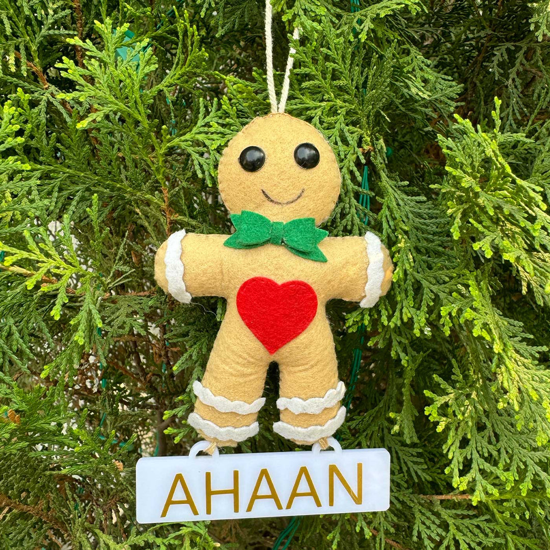 Personalized Gingerbread Kids Felt Ornament For Christmas Tree Decoration