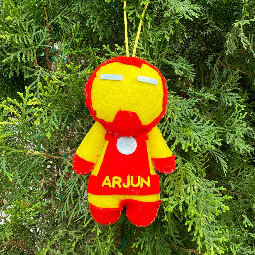 Personalized Ironman Kids Felt Ornament For Christmas Tree Decoration