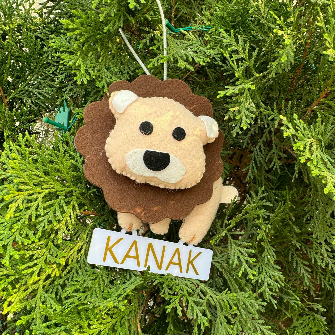 Personalized Lion Kids Felt Ornament For Christmas Tree Decoration