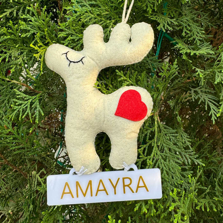 Personalized Snow Reindeer Kids Felt Ornament For Christmas Tree Decoration