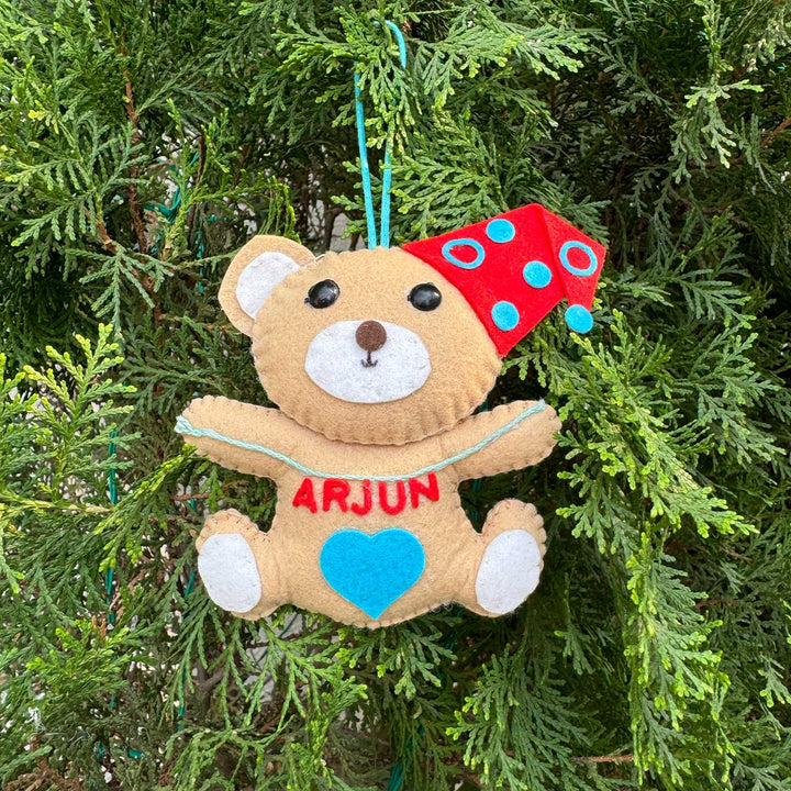 Personalized Teddy Kids Felt Ornament For Christmas Tree Decoration