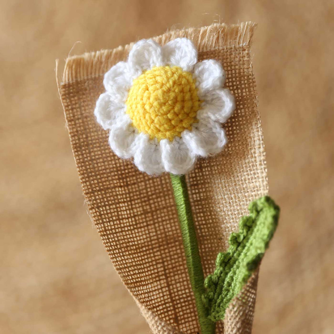 Handmade Crochet Single Daisy Jute Flower Bouquet