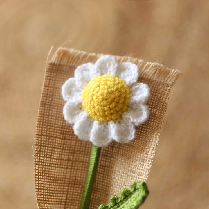 Handmade Crochet Single Daisy Jute Flower Bouquet