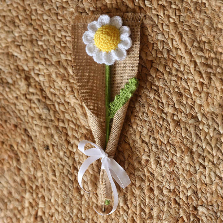 Handmade Crochet Single Daisy Jute Flower Bouquet