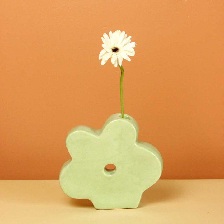 Handmade Green Daisy Ceramic Vase