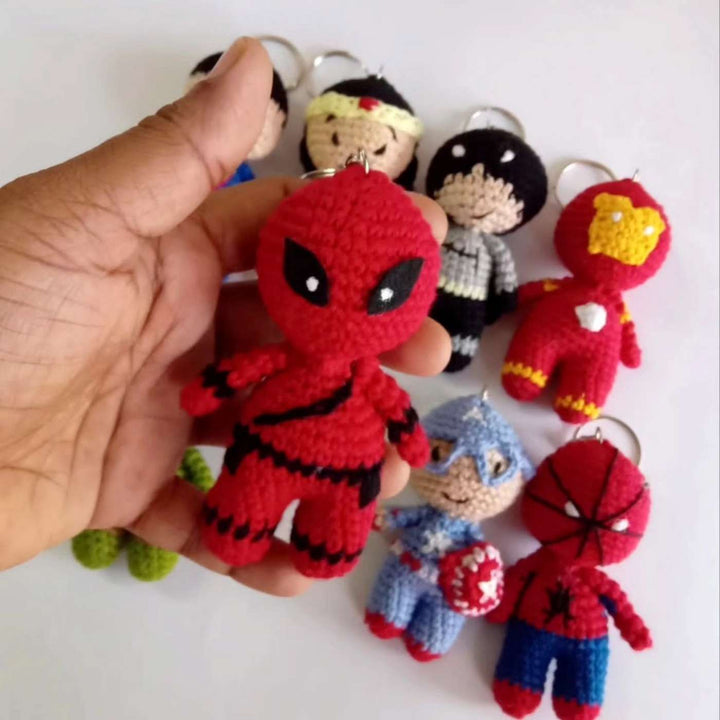 Handmade Crochet Superheros Theme Cotton Keychain