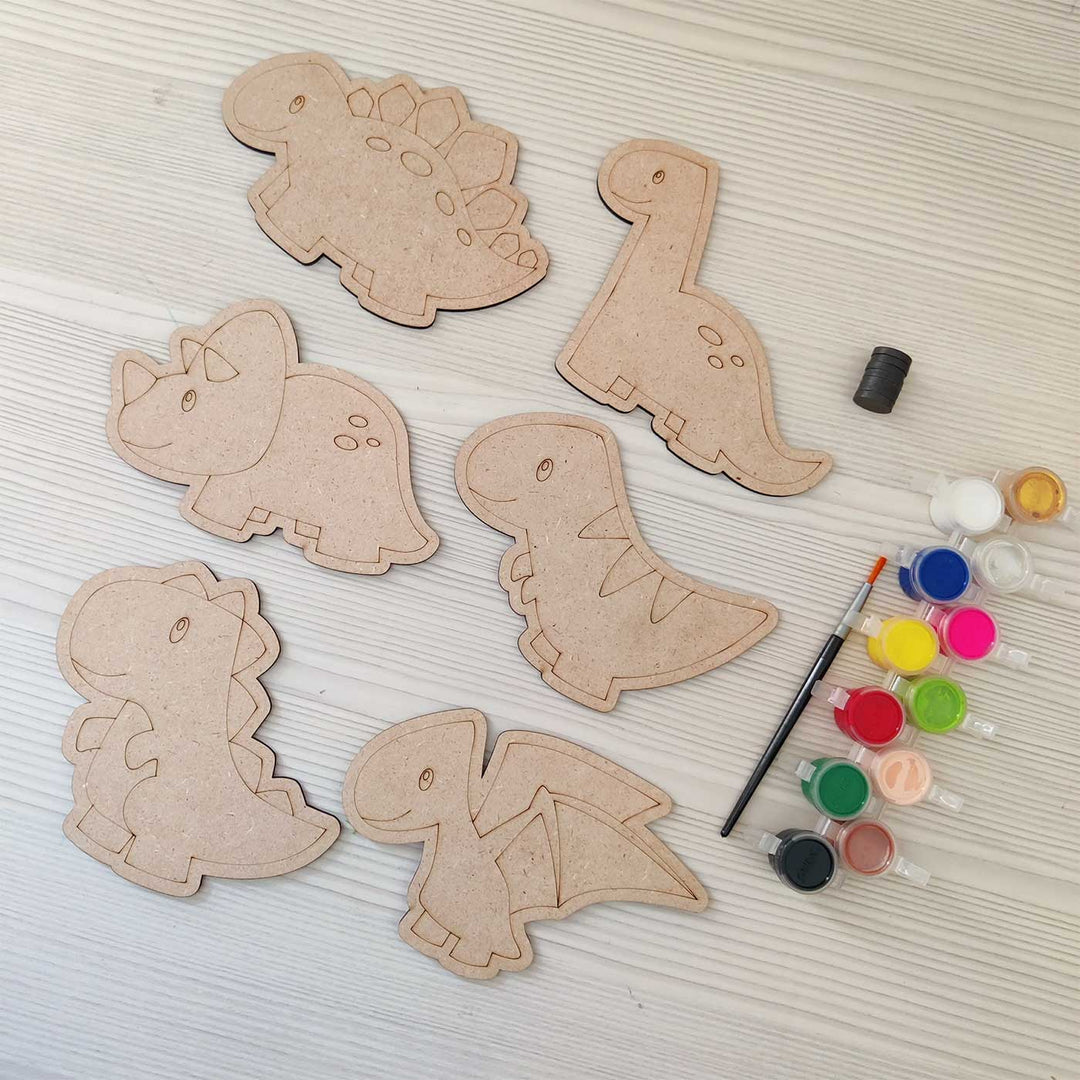 Handmade Dino Theme DIY Fridge Magnets Color Art Kit | Set of 8