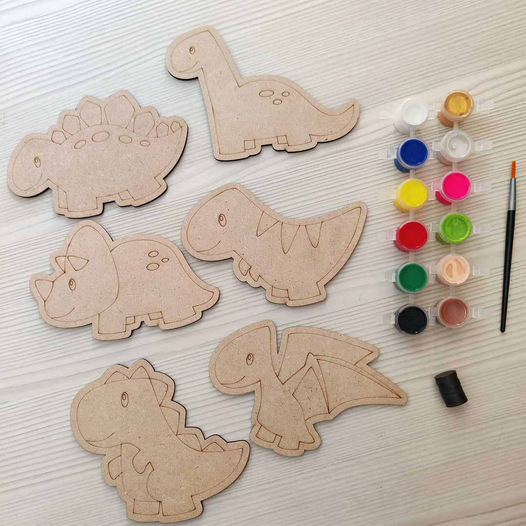 Handmade Dino Theme DIY Fridge Magnets Color Art Kit | Set of 8