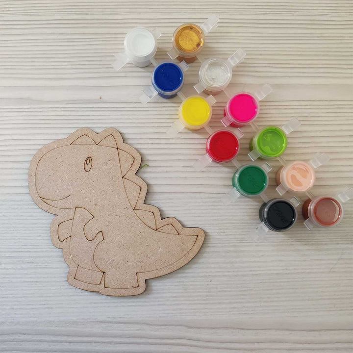 Handmade Dino Theme DIY Fridge Magnets Color Art Kit | Set of 8