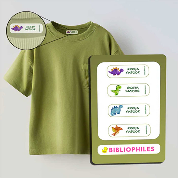 Personalized Iron On Dinosaur Waterproof Clothes Stickers | Set of 40