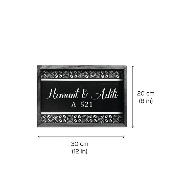 Wooden Personalized Printed Framed Black Couples Nameplate