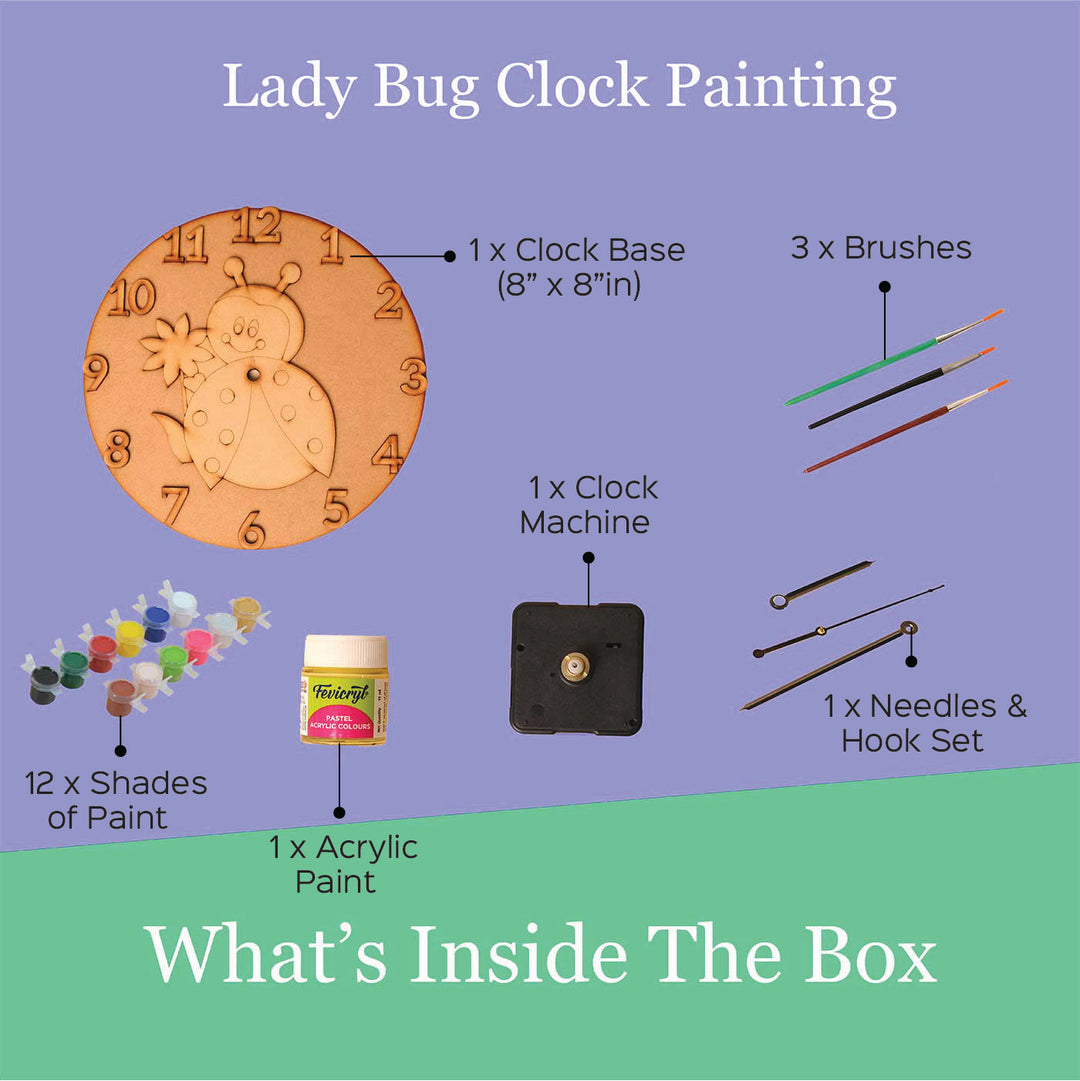 Handmade Ladybug Clock Painting DIY Kit | Set of 6