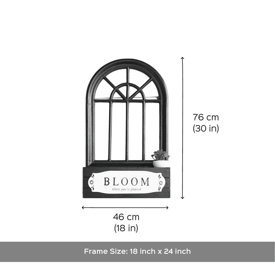 Handmade Black Elysian Arched Wooden Frame With Shelf